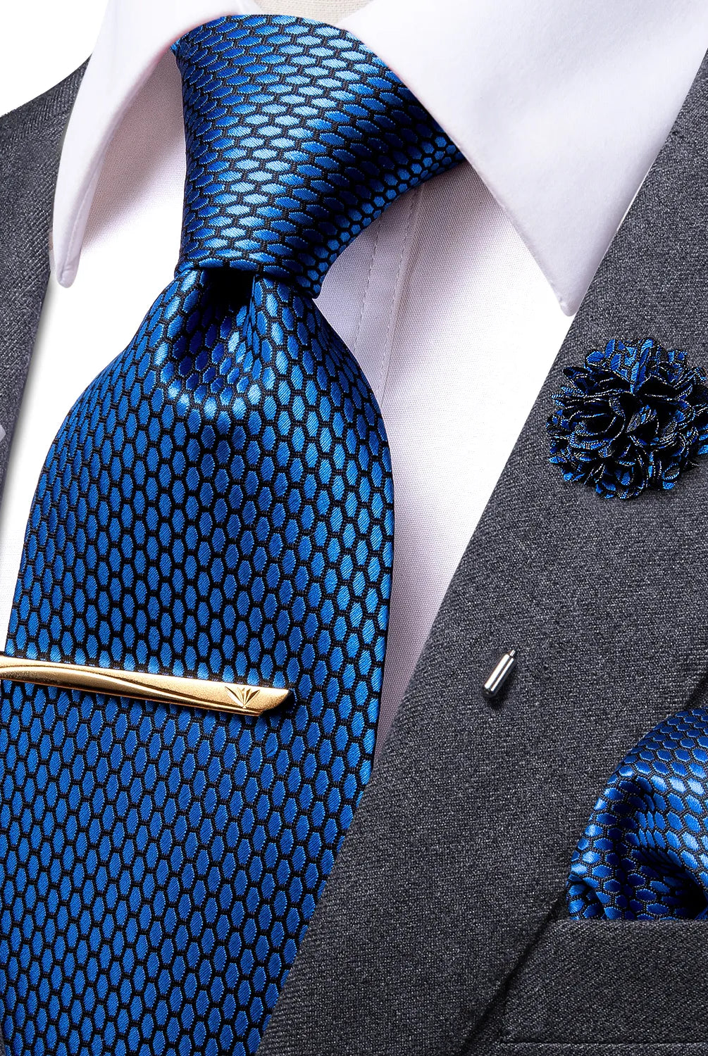 Paisley Silk Men's Tie Set in Blue