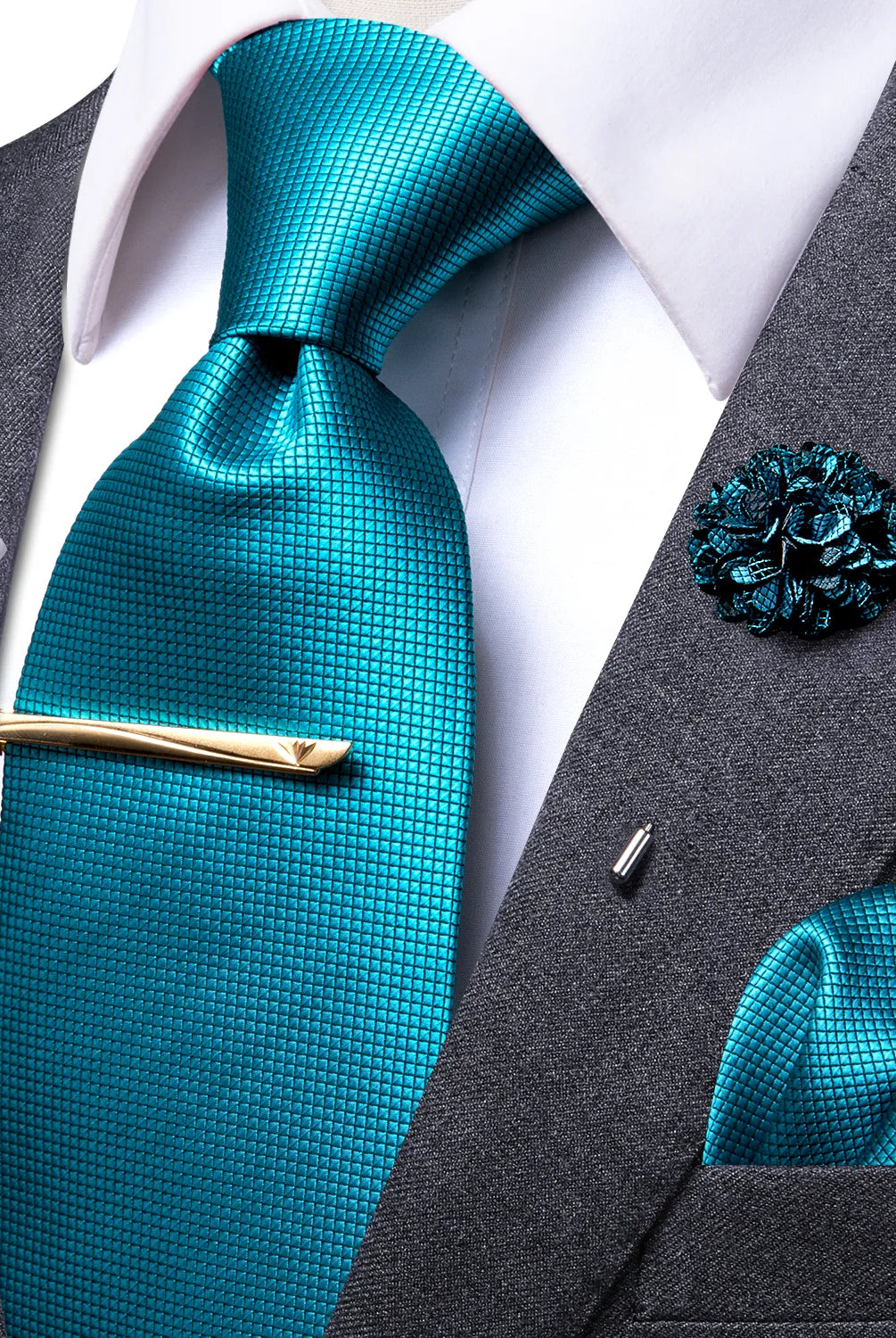 Paisley Silk Men's Tie Set in Turqouise