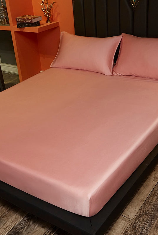 100% Mulberry Silk Fitted Bed Sheet in Pink