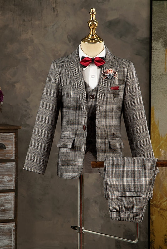 Traditional English Gentleman 4-piece suit for boys in Grey
