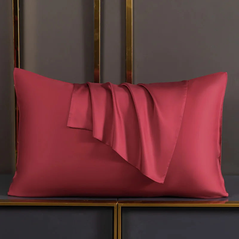 100% Natural Mulberry Silk Pillowcases - Wine Red