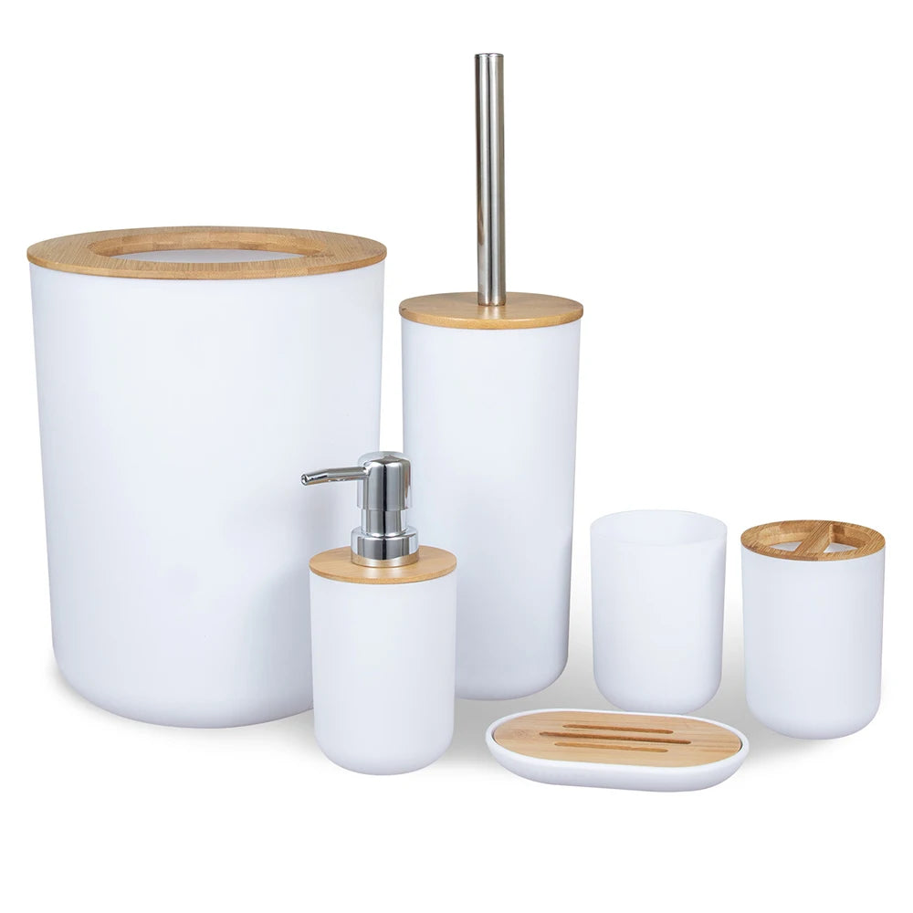 6-Piece Modern Bathroom Accessory Set White