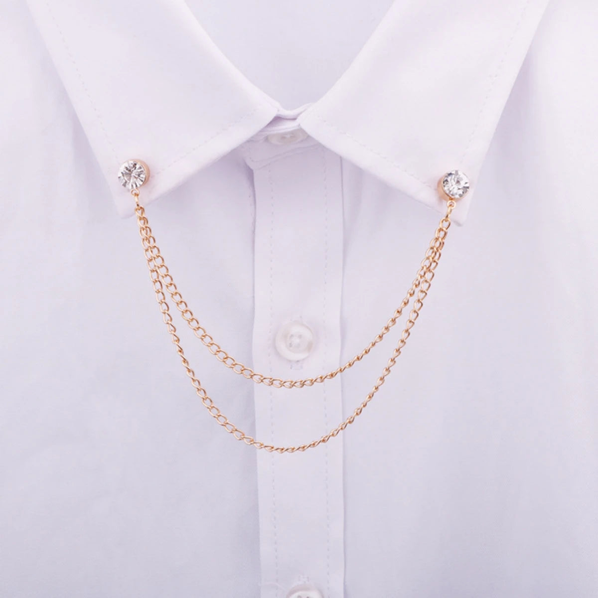 Crystal Collar Chain Brooch - Rose Gold