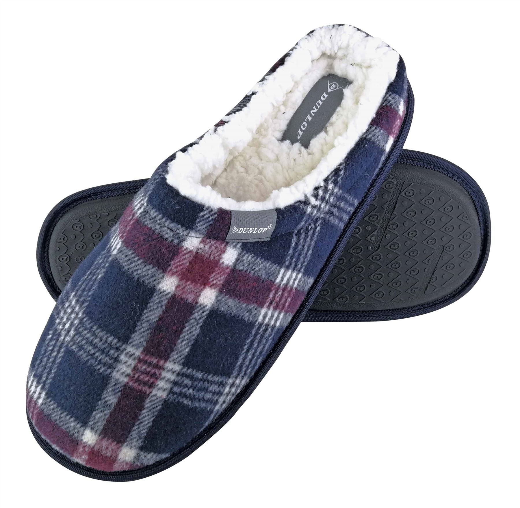 Dunlop Checked Mule Slippers Navy