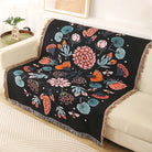 Exotic Boho Throw Blanket Floral Black