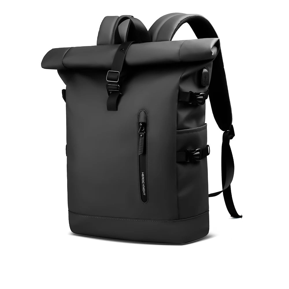 Expandable USB Waterproof Men's Backpack Black