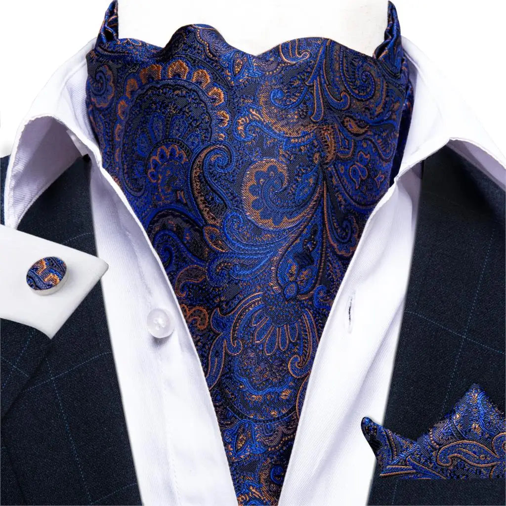 Men's Silk Cravat Set with Cufflinks and Pocket Square