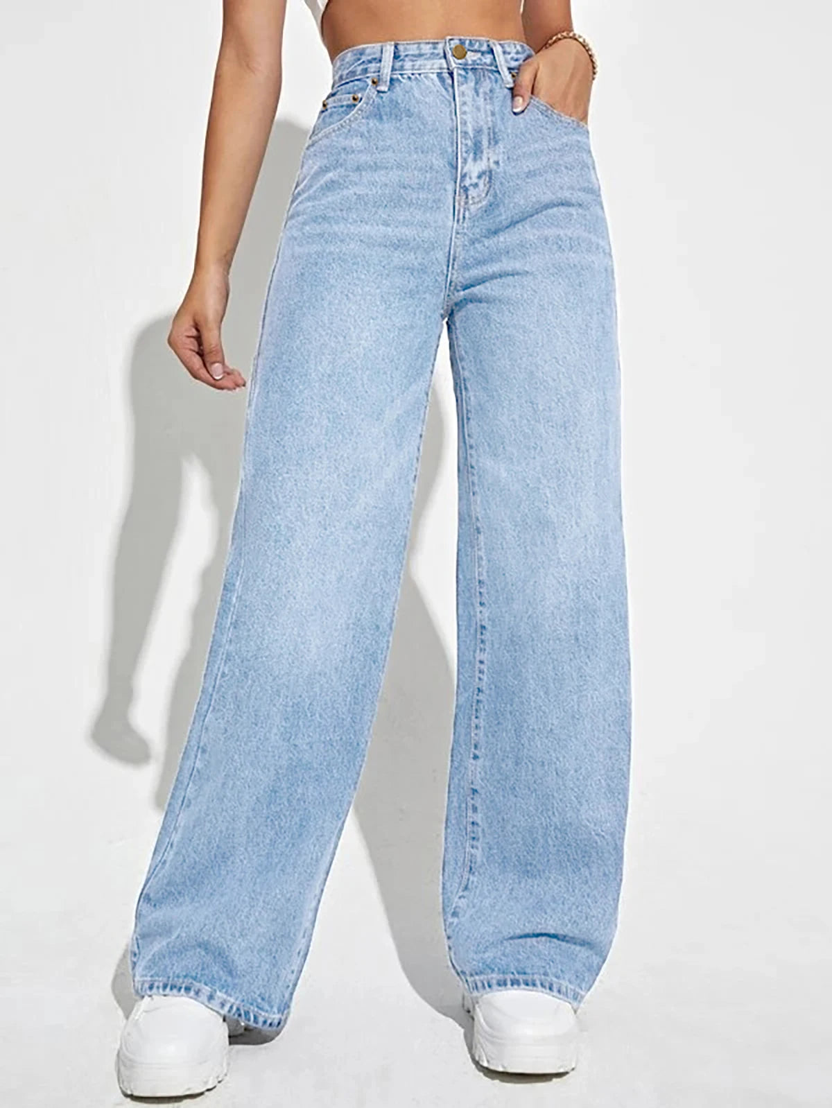 High-Waist Women's Blue Denim Jeans