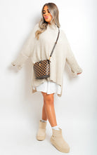 High Neck Knit Ladies Jumper Beige