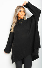 High Neck Knit Jumper Black