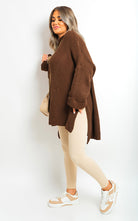 High Neck Knit Ladies Jumper Brown