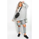 High Neck Knit Ladies Jumper Grey