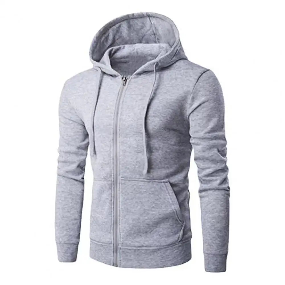 Men's Casual Zip Hoodie Light Grey