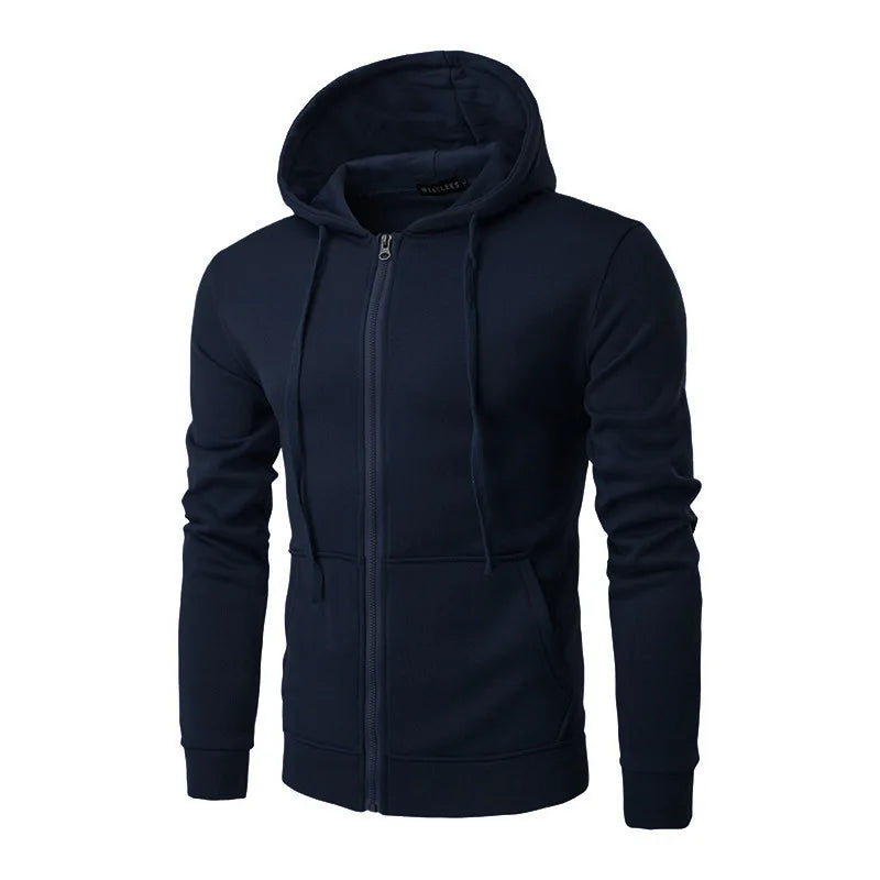 Men's Casual Zip Hoodie Navy Blue