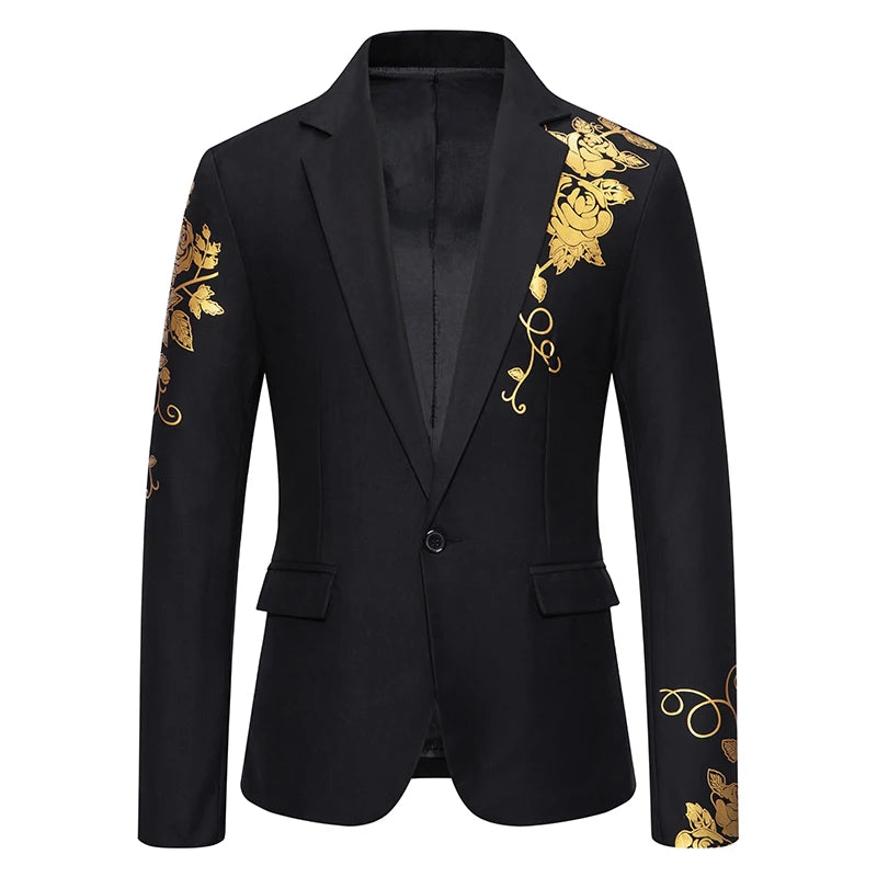 Men's Classical Pattern Suit Blazer in Black