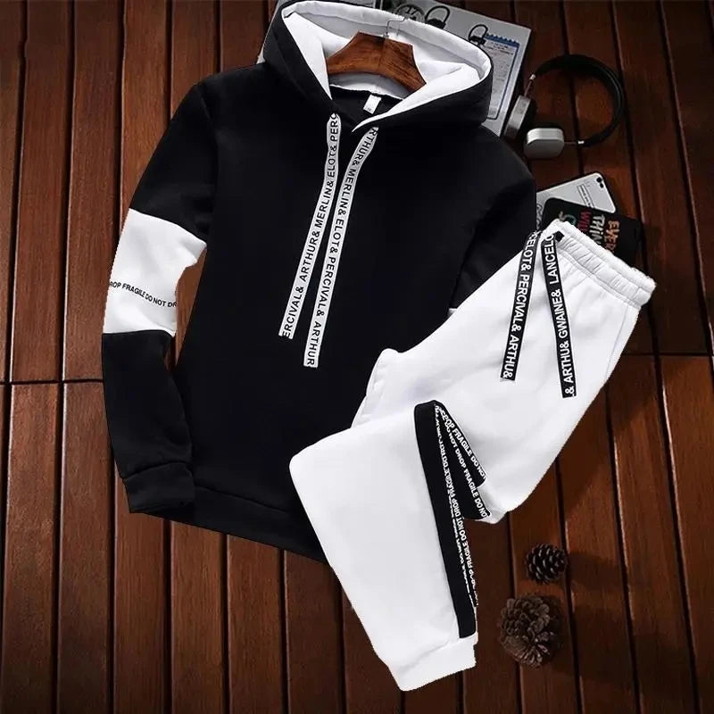 Men's Urban Tracksuit Set Black White