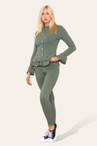 Peplum Frill Loungewear Set Green