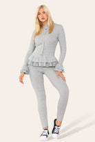 Peplum Frill Loungewear Set Grey