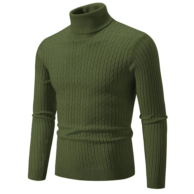 Polo Neck Men's Jumper Army Green