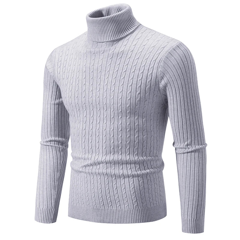 Polo Neck Men's Jumper Light Grey