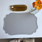 Scalloped Frame Table Placemat Grey