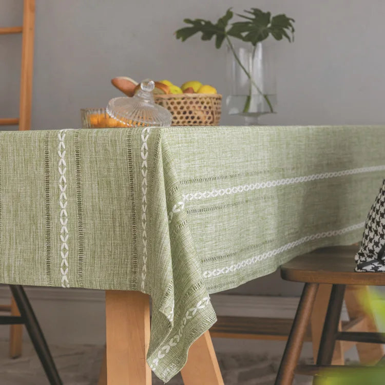 Scandinavian Stripe Tablecloth Green