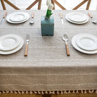 Scandinavian Stripe Tassel Tablecloth Brown