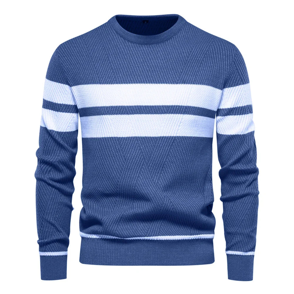 Stylish O-Neck Men's Jumper Blue