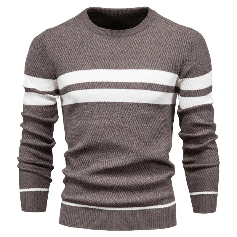 Stylish O-Neck Men's Jumper Coffee