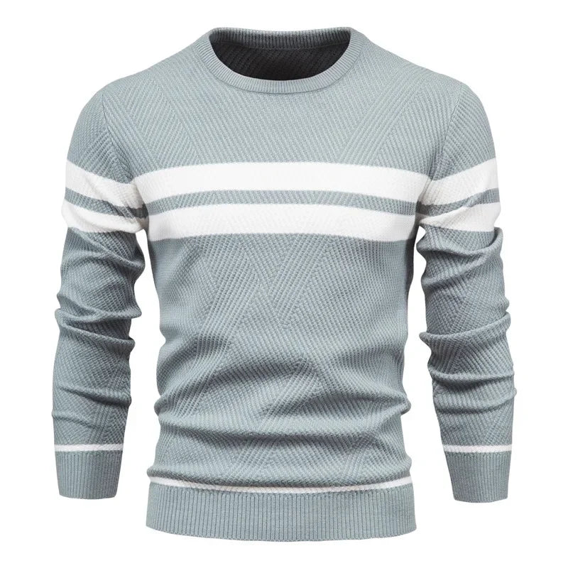 Stylish O-Neck Men's Jumper Light Blue