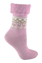 Turnover Top Wool Ladies Bed Socks Pink